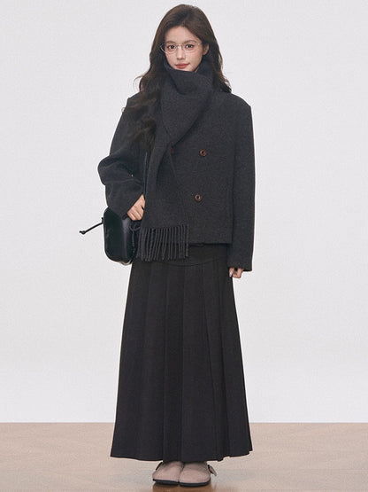 Classic Wool Scarf Coat Set