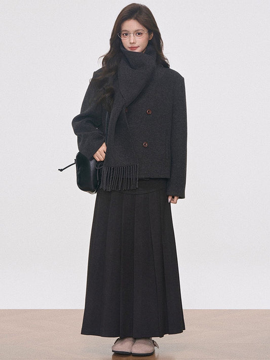 Classic Wool Scarf Coat Set