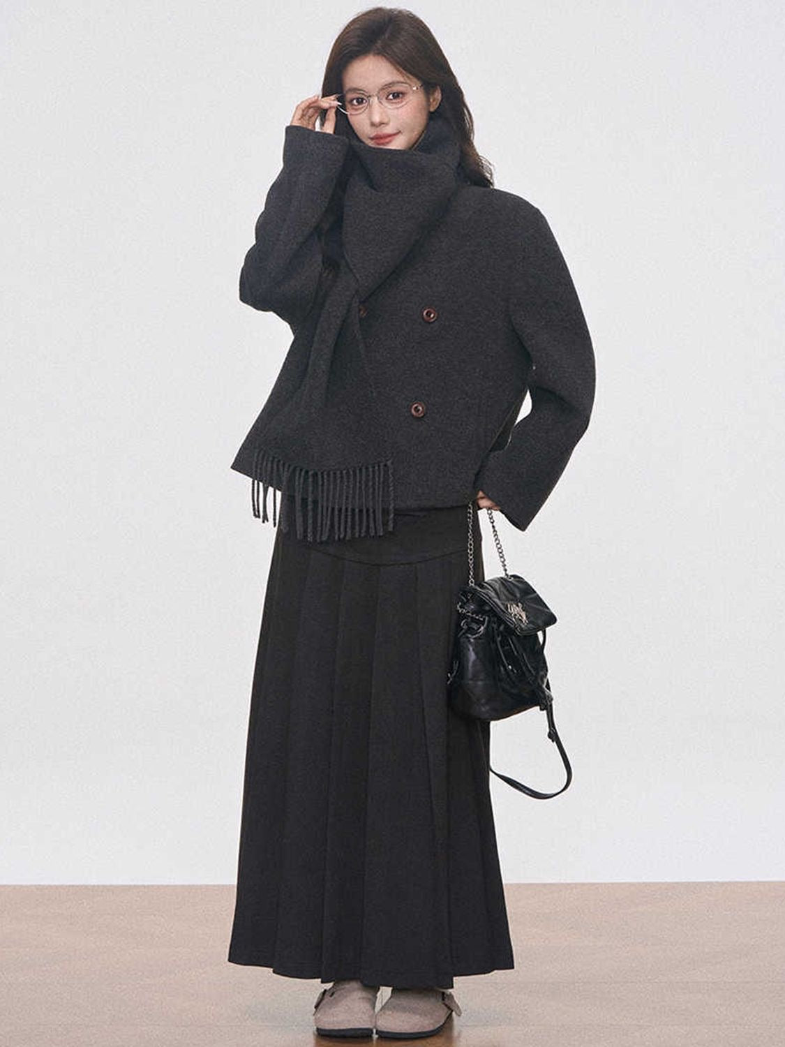 Classic Wool Scarf Coat Set