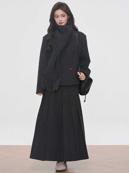 Classic Wool Scarf Coat Set