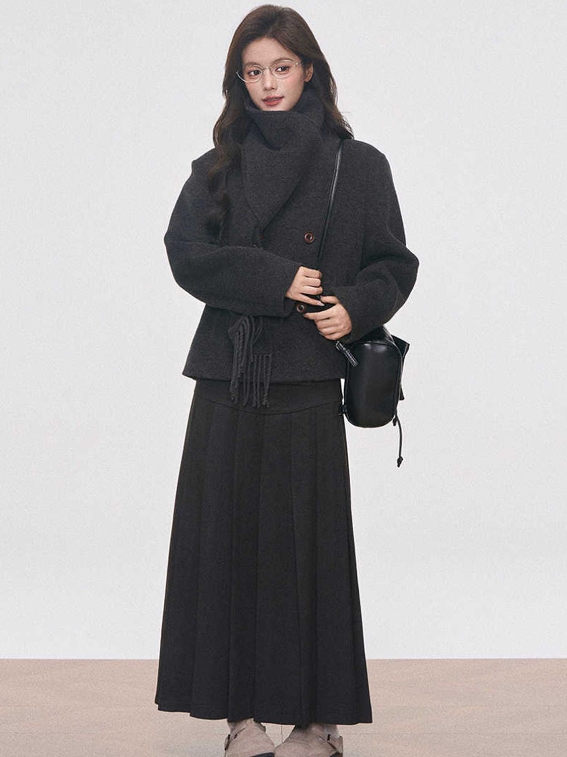 Classic Wool Scarf Coat Set