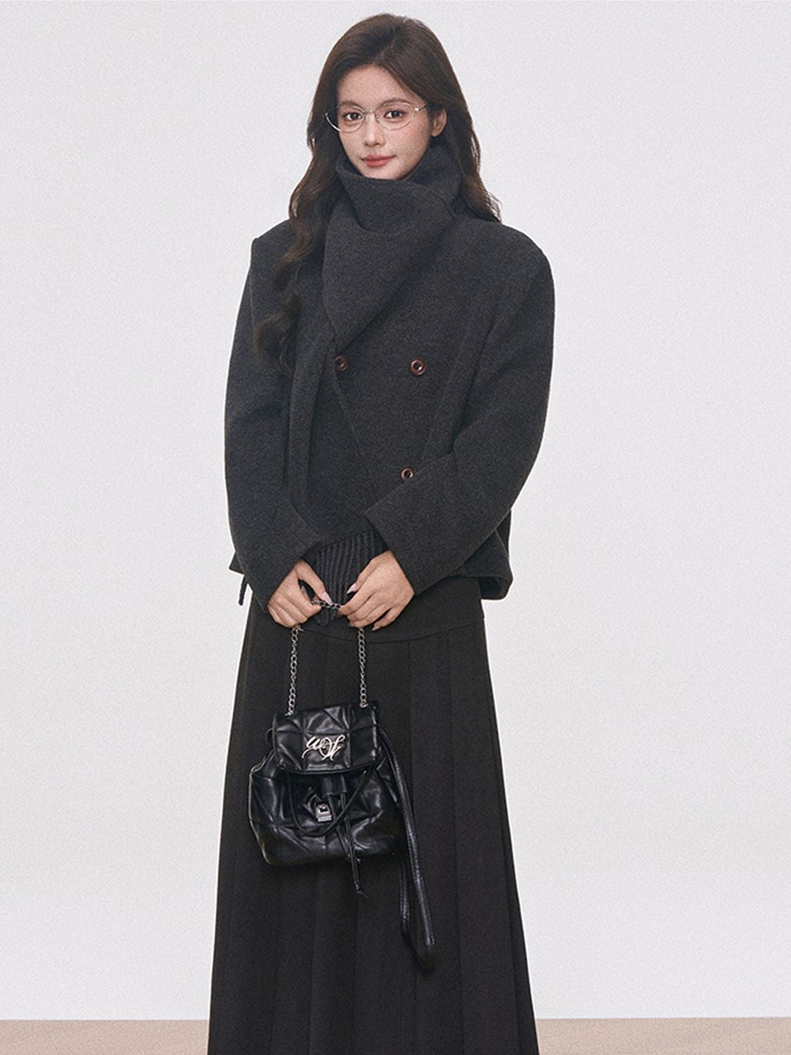 Classic Wool Scarf Coat Set