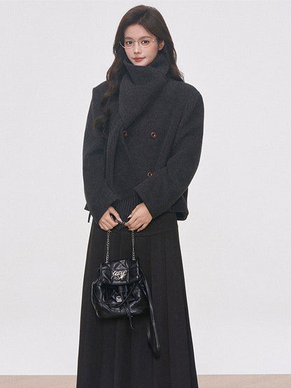 Classic Wool Scarf Coat Set