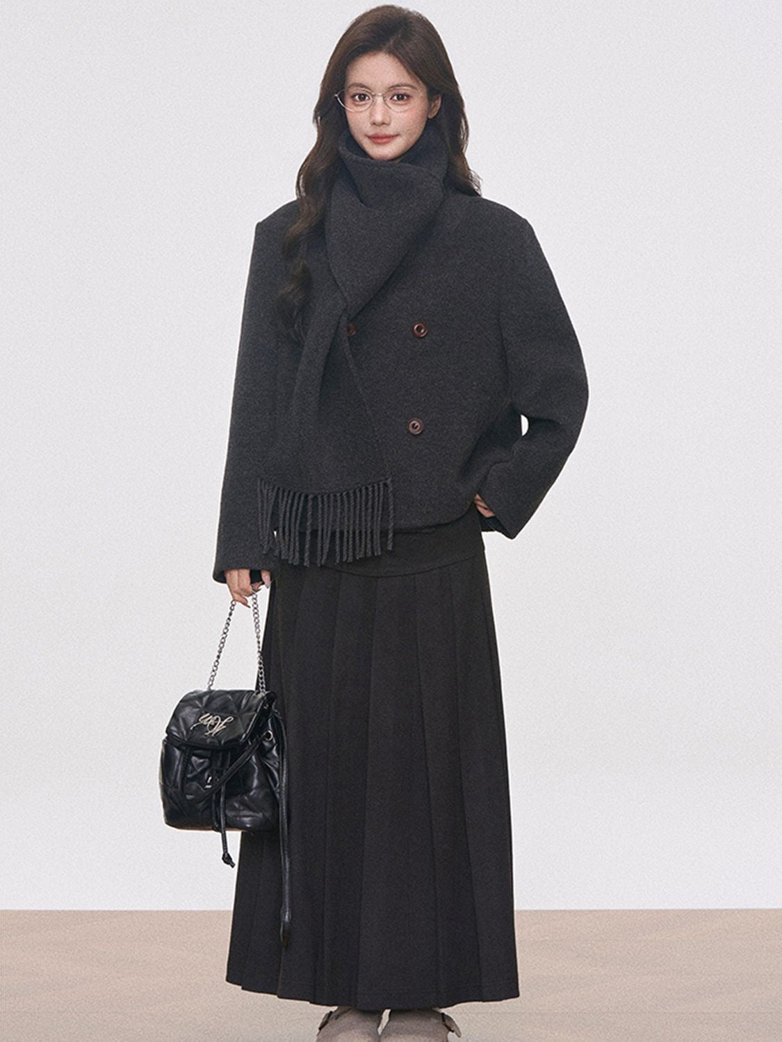 Classic Wool Scarf Coat Set
