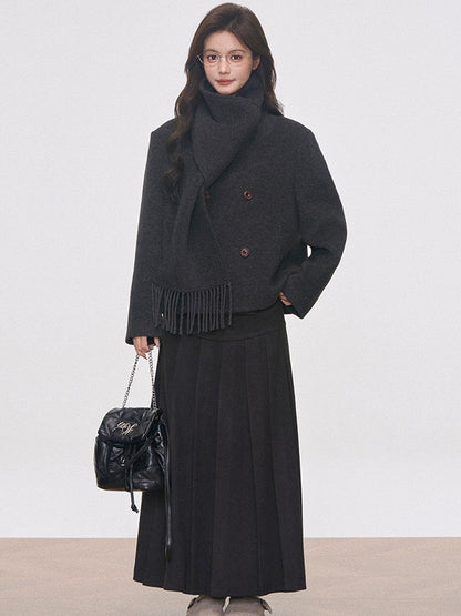 Classic Wool Scarf Coat Set