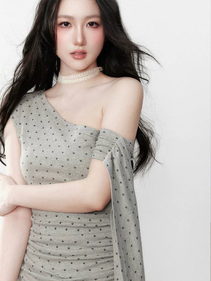 Hakimi Paw Print Gray Dress