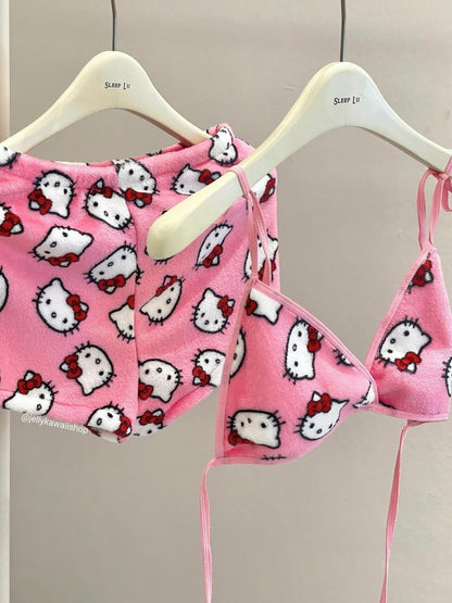 Hello Kitty Bikini-Style Sleepwear - Fuzzy Fabric