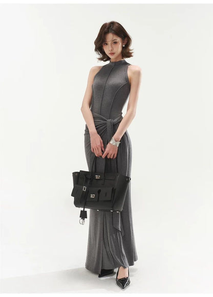 Knotted Mordai Gray Tank Dress