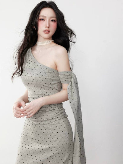 Hakimi Paw Print Gray Dress