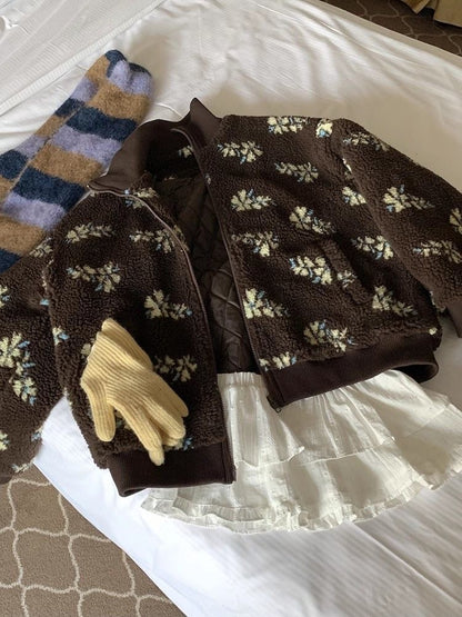 Coffee Printed Sherpa-Lined Puffer Jacket ❄️🧣🔥