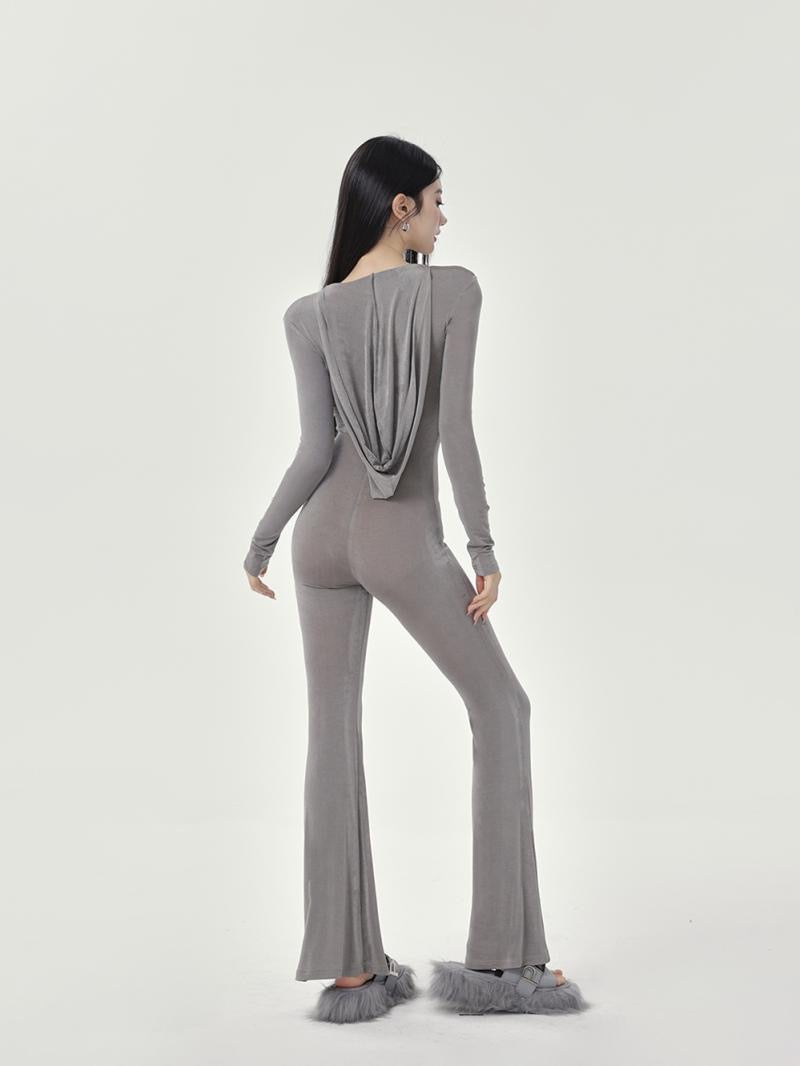 'Storm Lightning' - Grey V-neck Jumpsuit