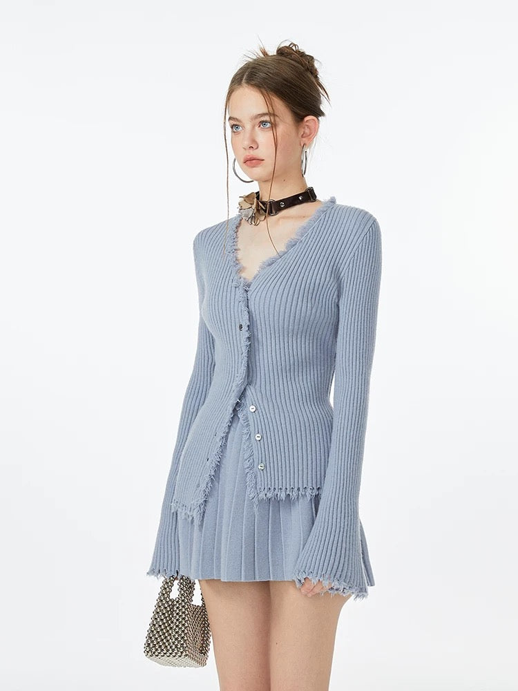 'Ice Blue Mints' - Knitwear Dress Set