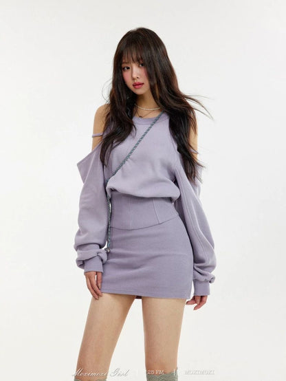 Cold-Shoulder Knit Mini Dress