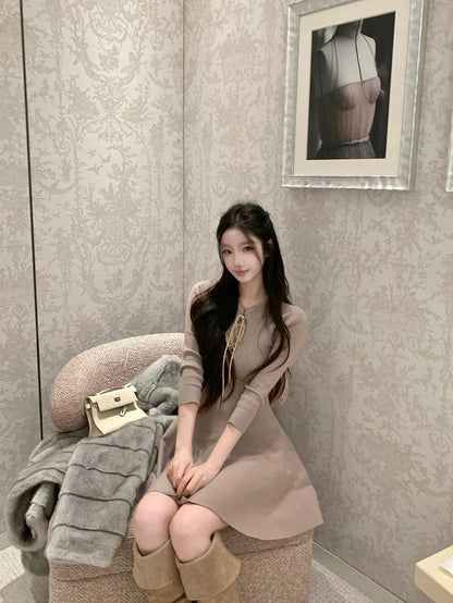 Keyhole Knit Fit-and-Flare Dress