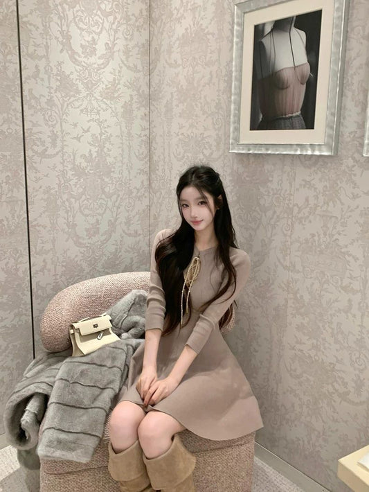 Keyhole Knit Fit-and-Flare Dress