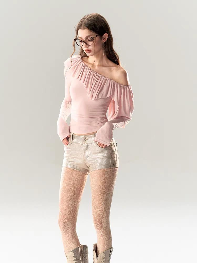 'Ashy Orgel' - Ruffled Long-sleeved Shirt