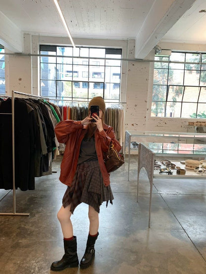 Asymmetric Layered Plaid Mini Skirt