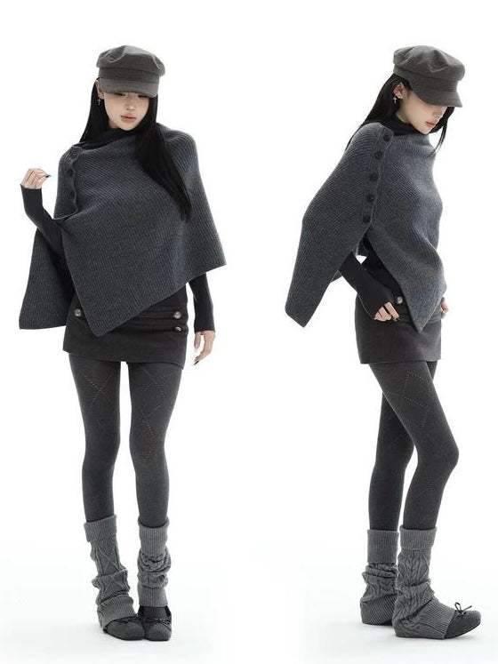 Knit Shawl & Mini Skirt Set