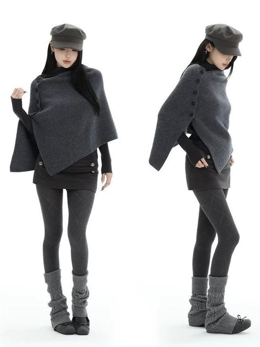 Knit Shawl & Mini Skirt Set