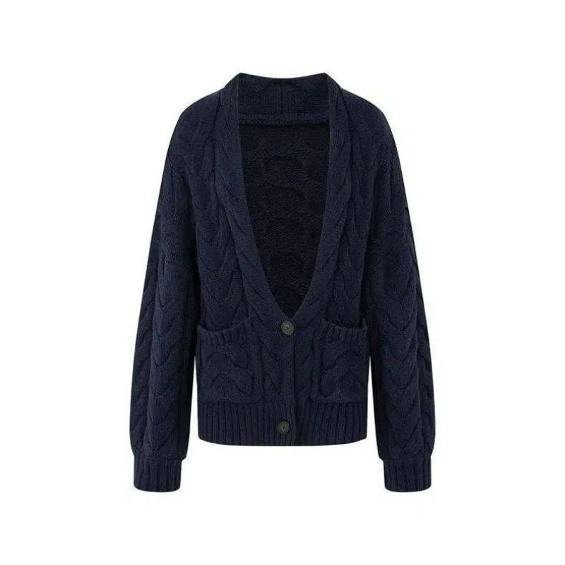 Cable-Knit V-Neck Cardigan