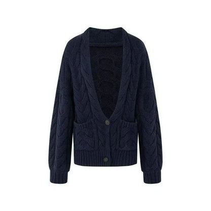 Cable-Knit V-Neck Cardigan