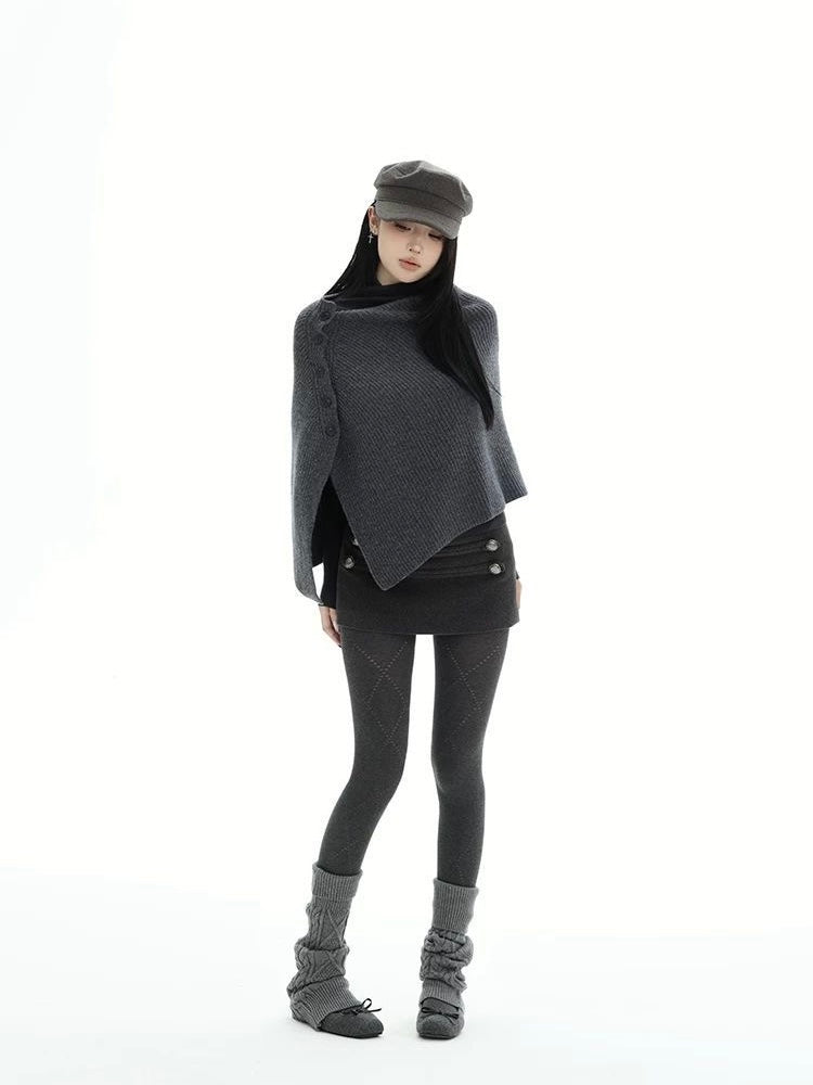 Knit Shawl & Mini Skirt Set