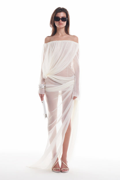 DATT CURTAIN CHIFFON GOWN (2COLOR) product image