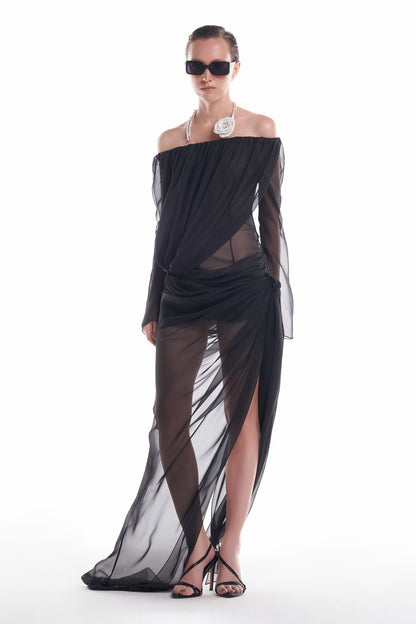 DATT CURTAIN CHIFFON GOWN (2COLOR) product image