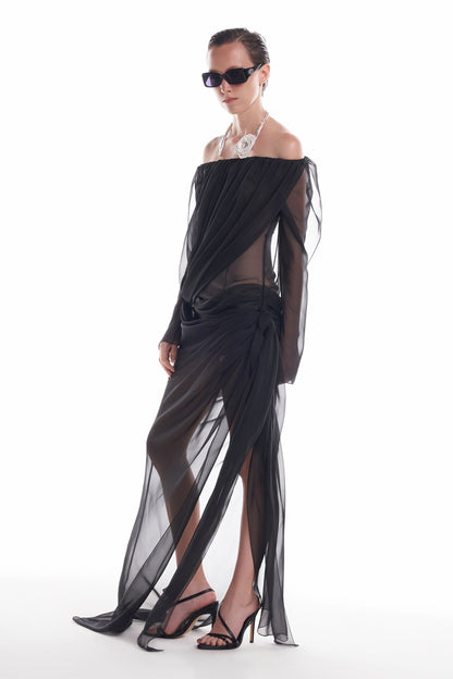 DATT CURTAIN CHIFFON GOWN (2COLOR) product image