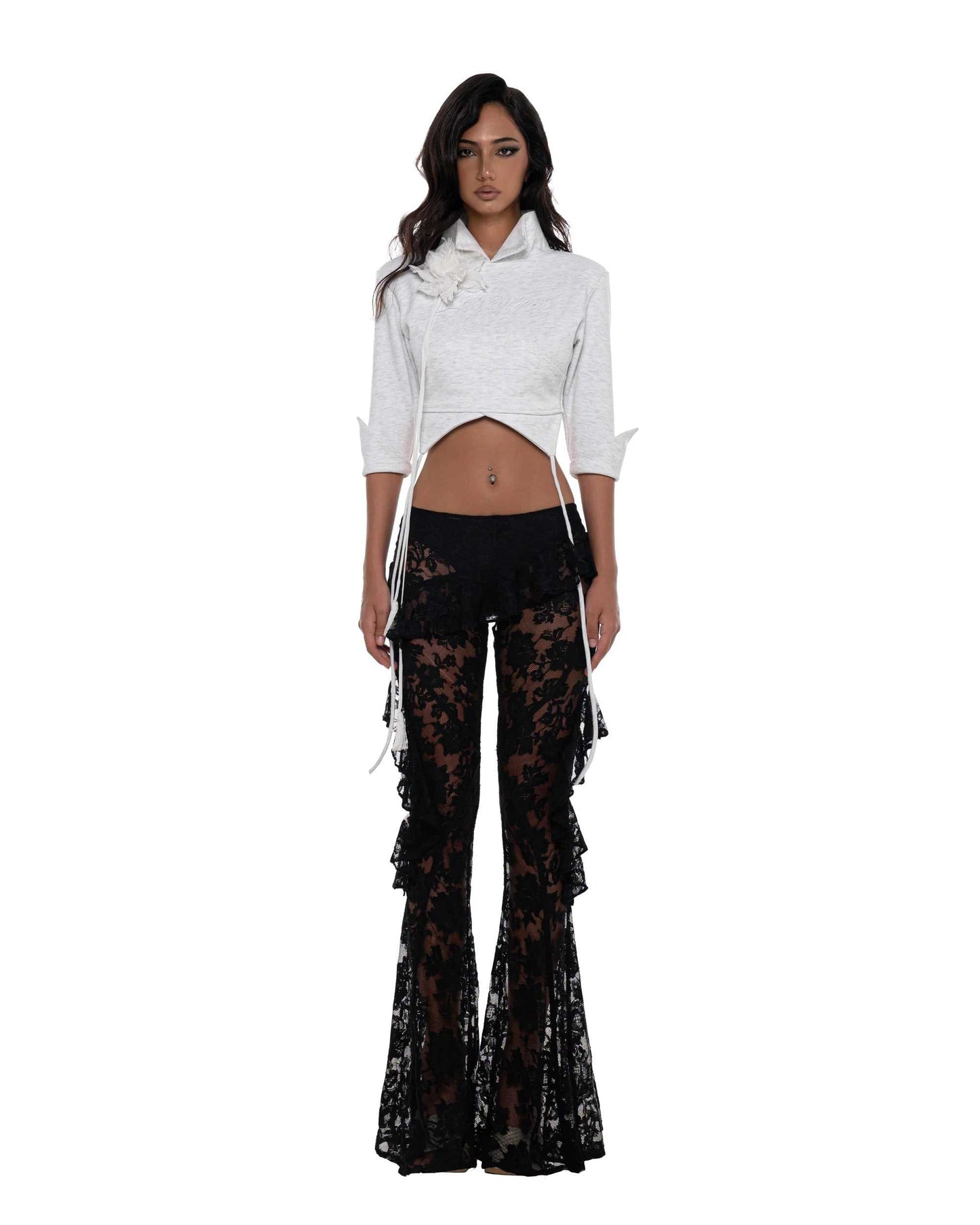 Huelleyrose Bijou Lace Pants & Cleo Top with Flower Pin