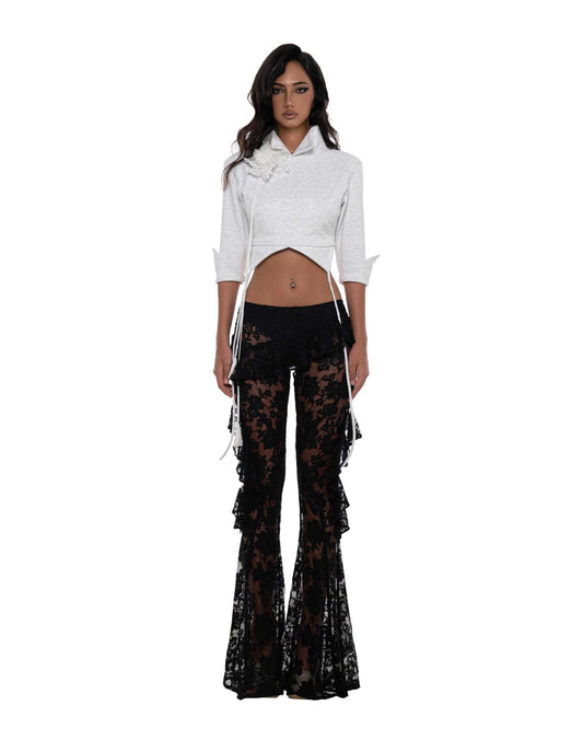 Huelleyrose Bijou Lace Pants & Cleo Top with Flower Pin