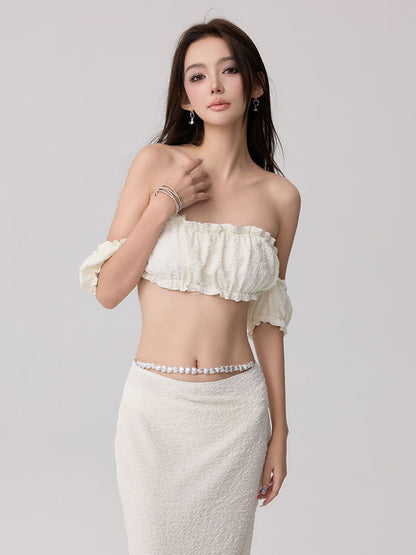 Beach Pearl - White 3-Piece Bikini Set