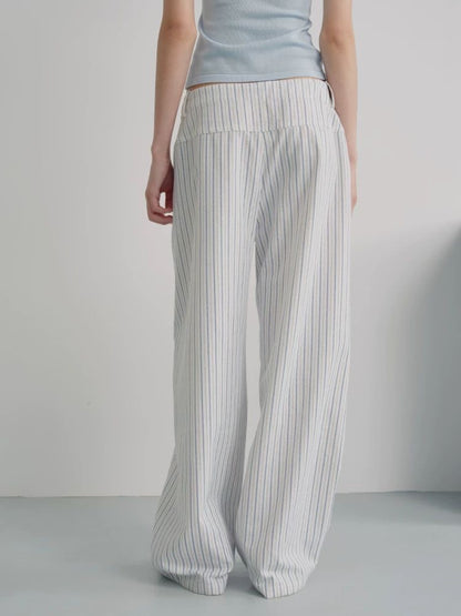 Striped Drawstring Wide-Leg Pants