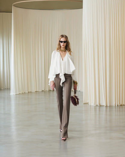 MUST HAVE Silk cape top & Slit-hem pants — Must Have