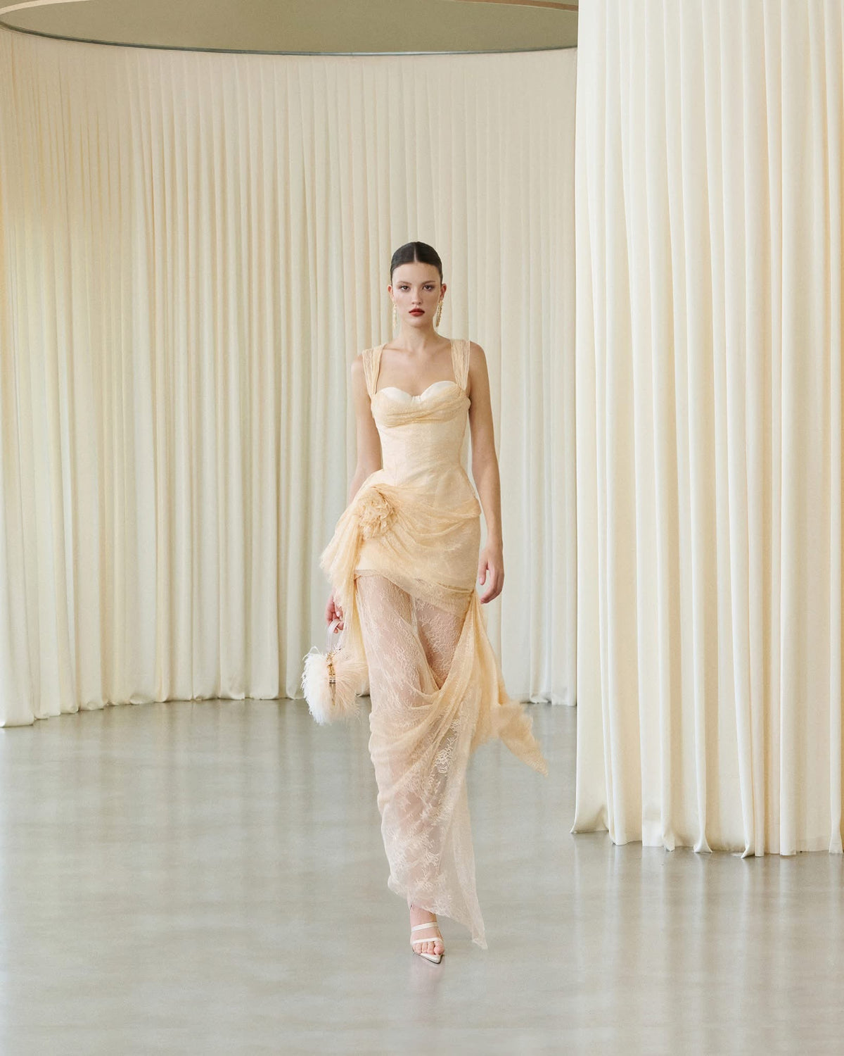 MUST HAVE Beige lace strapless dress — Must Have