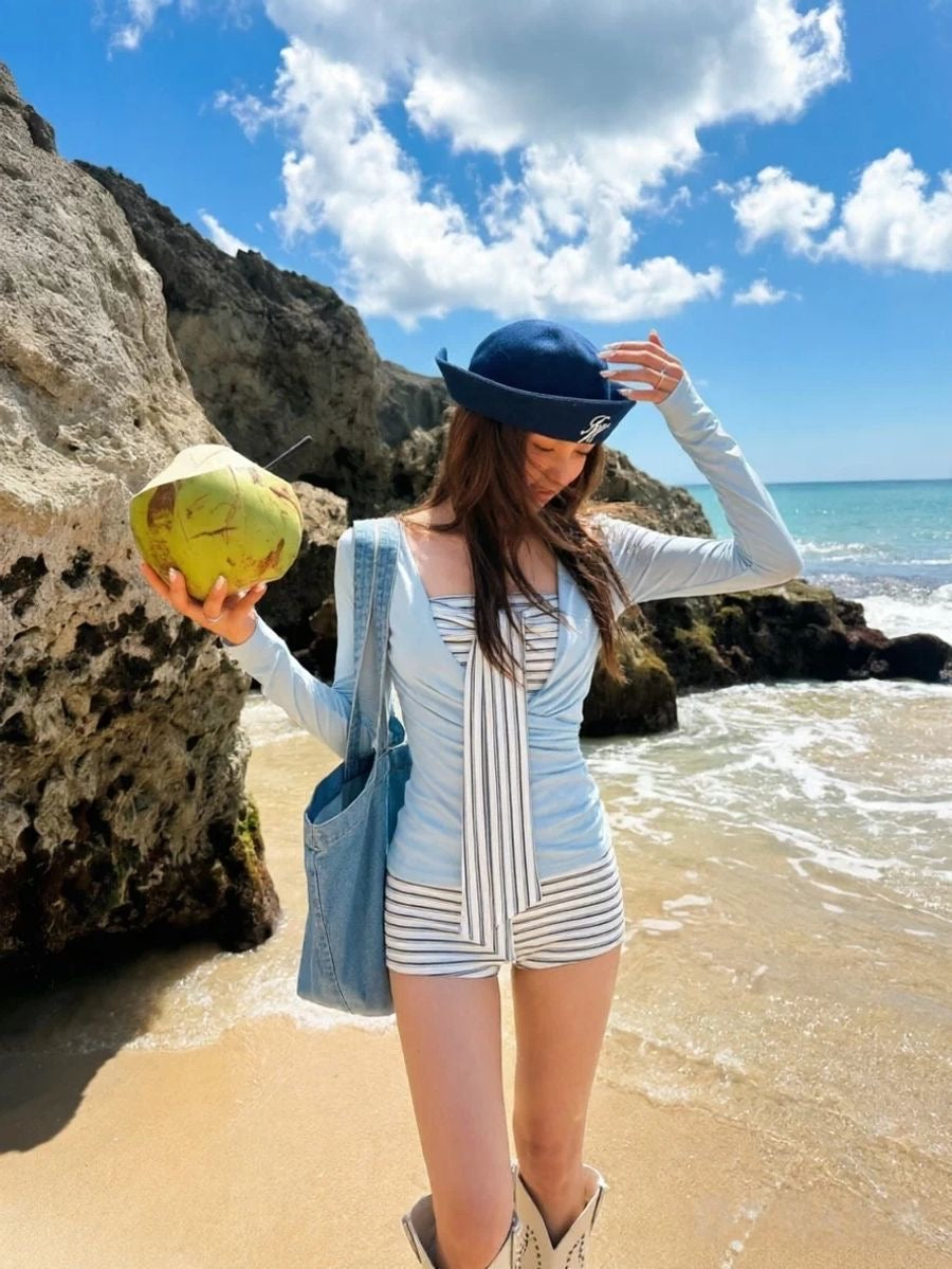 INNA Capri Blue 3-Piece Long Sleeve Swimsuit