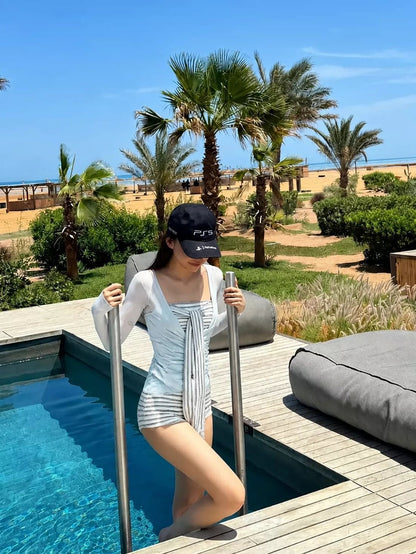 INNA Capri Blue 3-Piece Long Sleeve Swimsuit