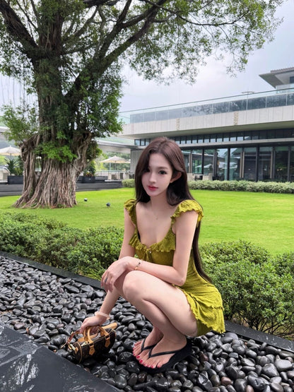 INNA Olive Muse Lace Two-Piece Swimdress