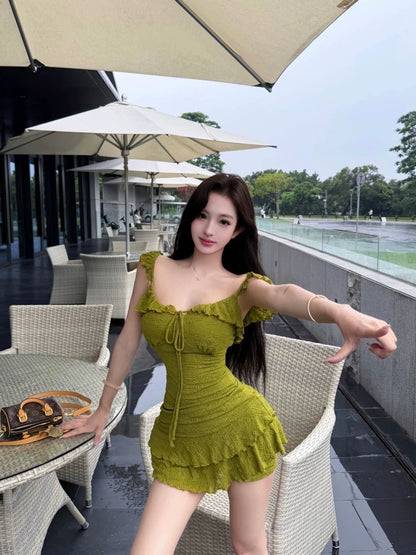 INNA Olive Muse Lace Two-Piece Swimdress