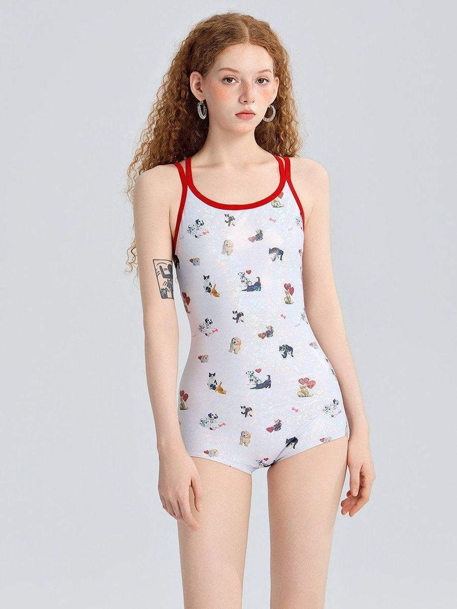 INNA Puppy Love Dog Print One-Piece Swimsuit