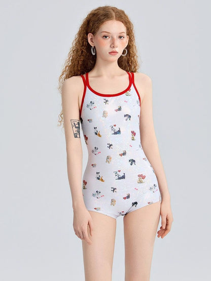 INNA Puppy Love Dog Print One-Piece Swimsuit
