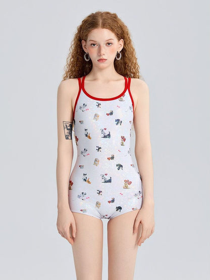 INNA Puppy Love Dog Print One-Piece Swimsuit