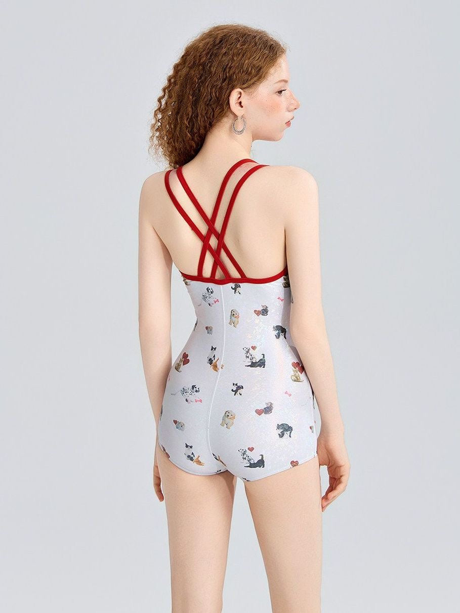 INNA Puppy Love Dog Print One-Piece Swimsuit