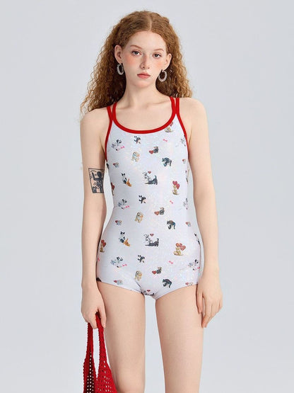 INNA Puppy Love Dog Print One-Piece Swimsuit