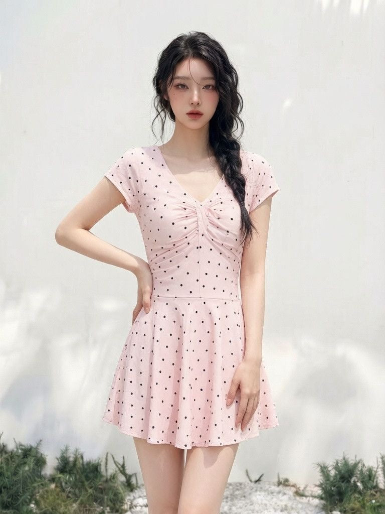 INNA Pink Sorbet Polka Dot Swim Dress