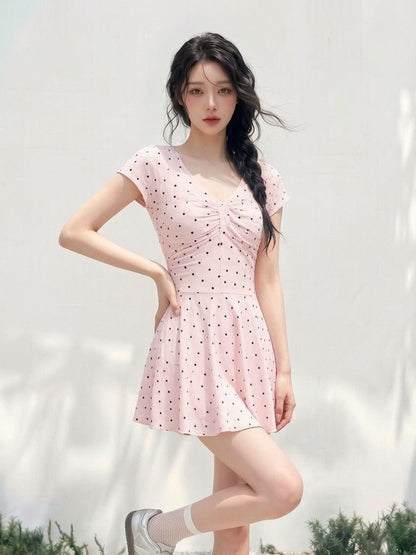 INNA Pink Sorbet Polka Dot Swim Dress