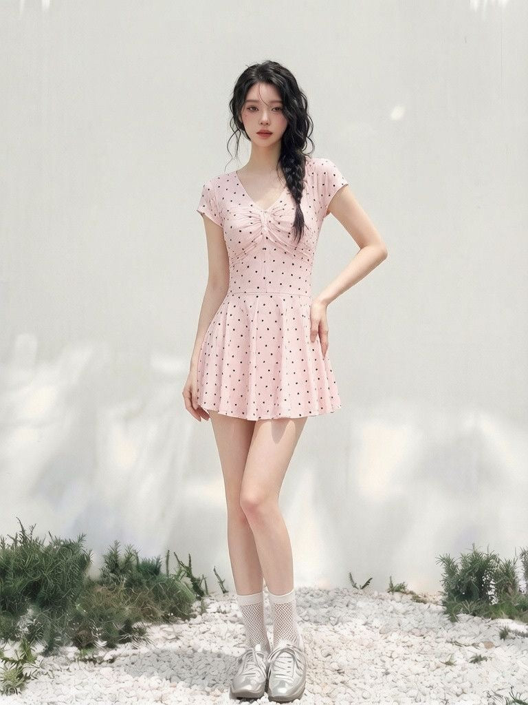 INNA Pink Sorbet Polka Dot Swim Dress