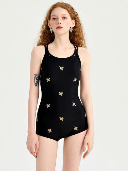 INNA Golden Bee Black One Piece Swimsuit