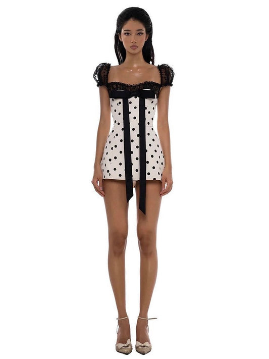 Polka Dot Bow Mini Dress – Vintage Puff Dress