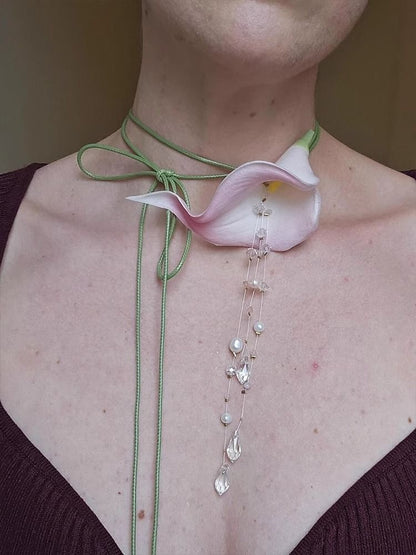 Calla Lily Pendant Necklace – Handmade Floral Statement Necklace